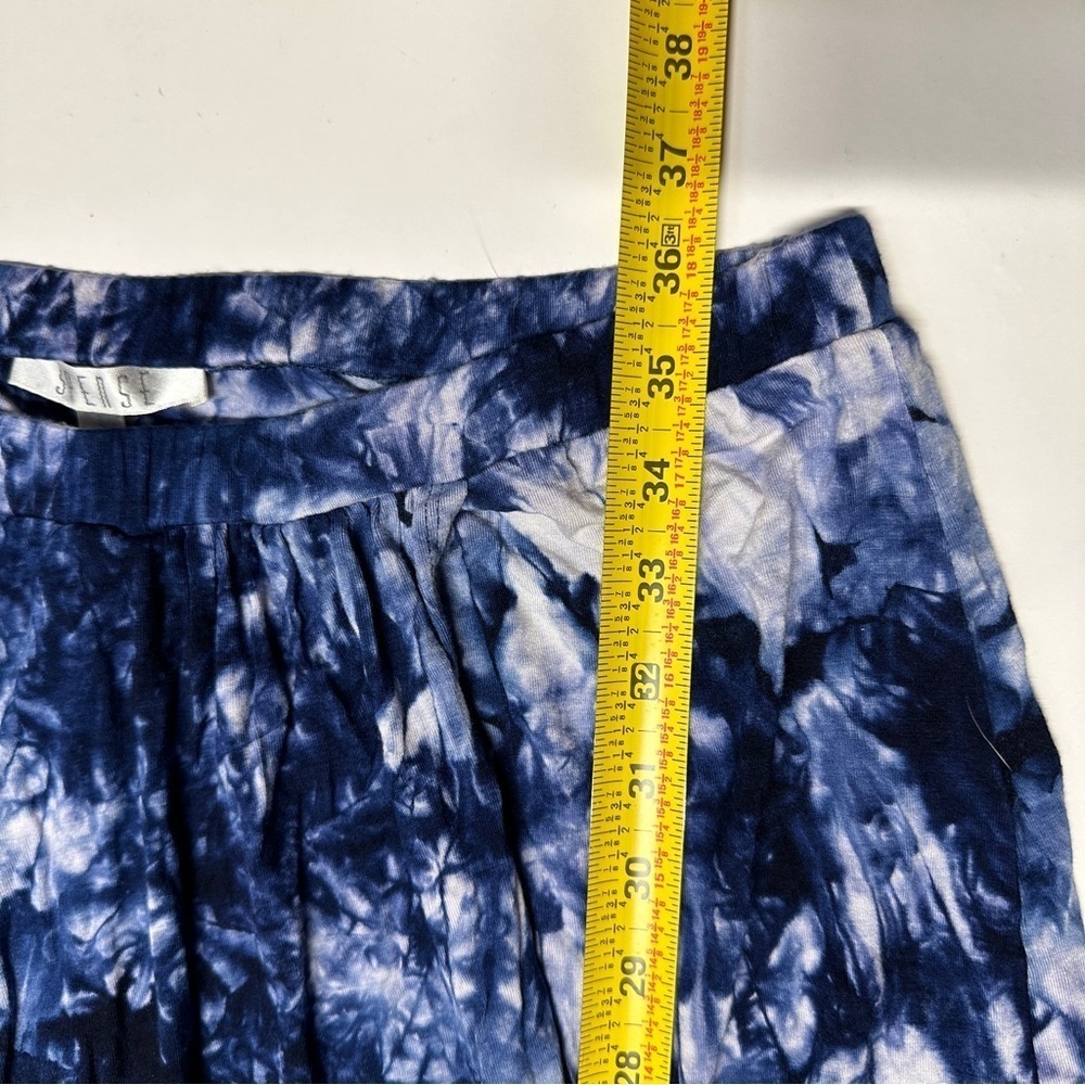 Fringed Tie-Dye Maxi Faux Wrap Skirt Boho Blue White Festival Coachella Large - Picture 11 of 11